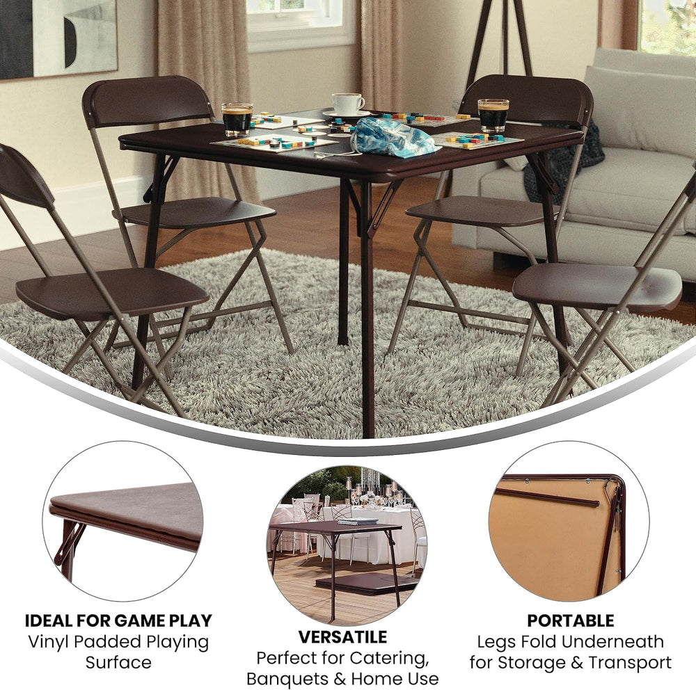 Flash Furniture Madelyn 33.5" Folding Card Table, Brown
