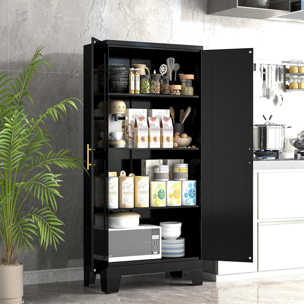 GAIOUS 61.02" Kitchen Pantry Cabinet, Black Metal Pantry Storage Cabinet
