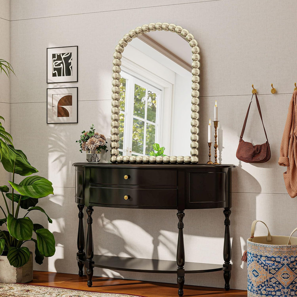 24x36 Inch Silver White Arched Vanity Wall Mounted Mirror
