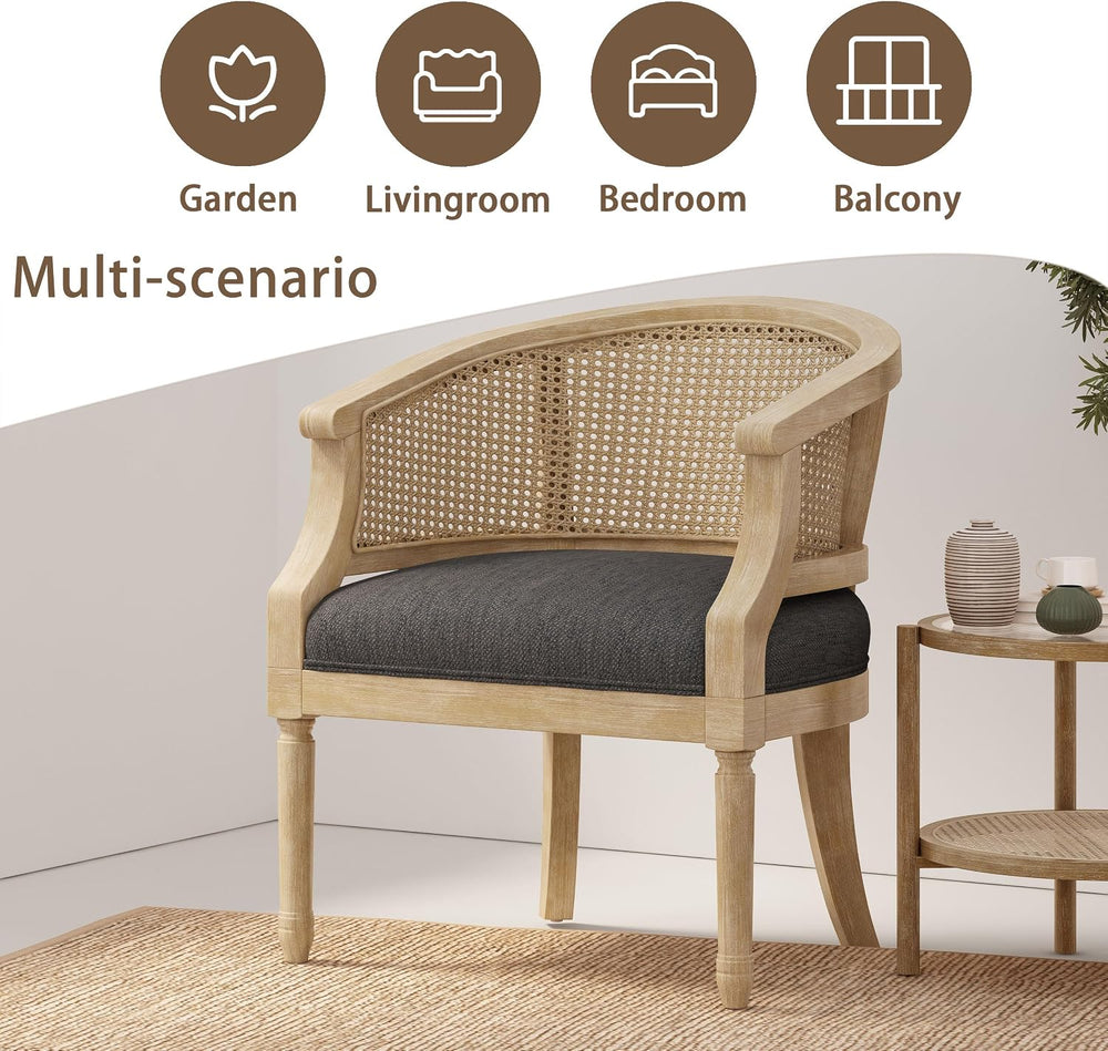 Mid Century Accent Chair, Armchair with Curved Backrest and Upholstered, Read...