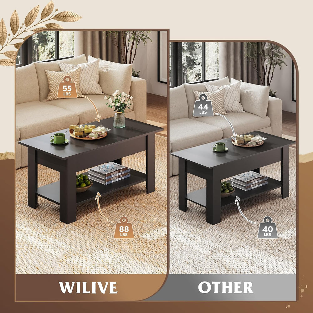 WLIVE Lift Top Coffee Table for Living Room/Dining/Office, Retro Black