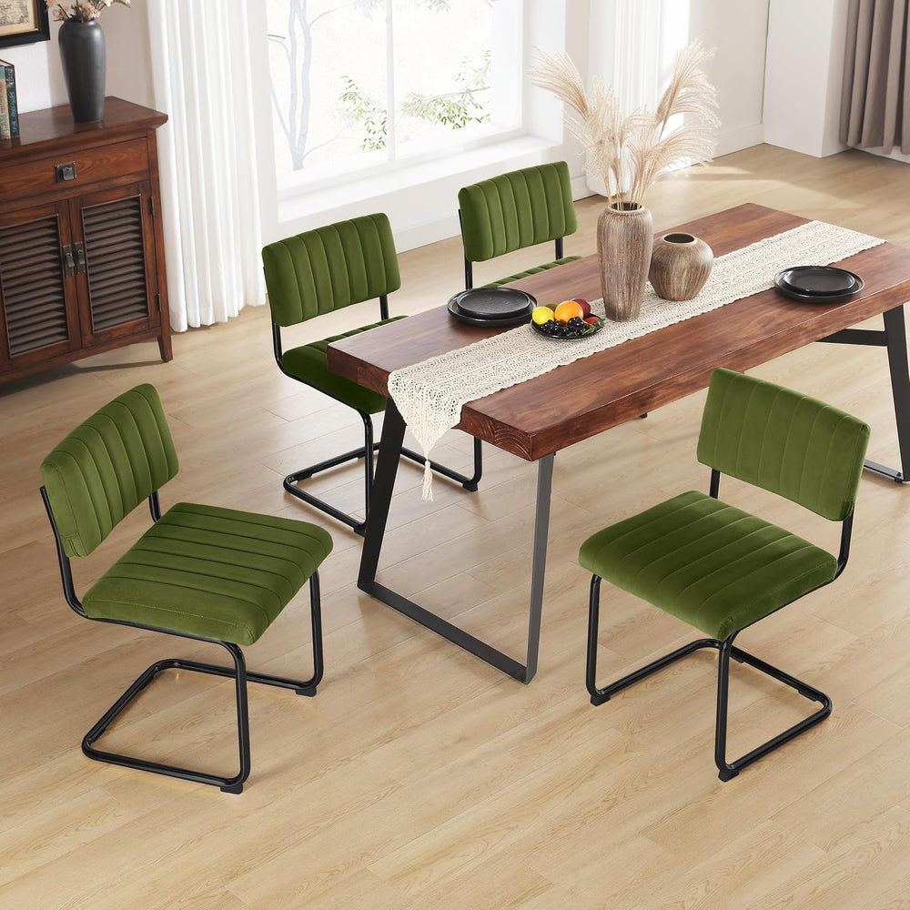 ONEVOG Mid Century Modern Dining Chairs Set of 4, Green Velvet Kitchen Chairs...