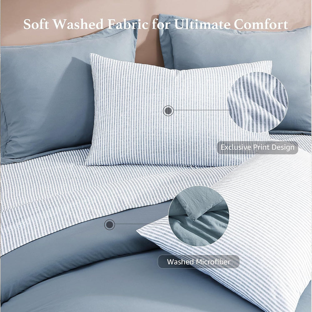 Monbix Queen Comforter Set - 7 Pieces Soft Bed in a Bag Queen Bedding Sets