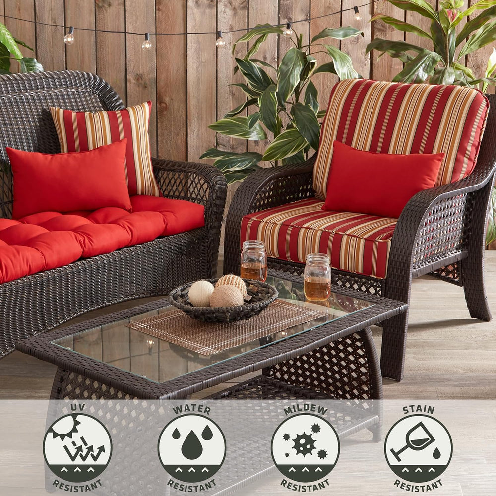 Tuscan Stripe Outdoor 2-piece Deep Seat Cushion Set