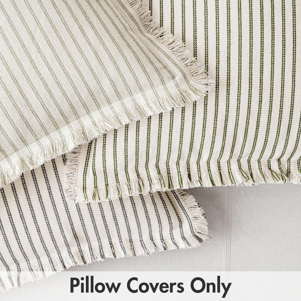 MIULEE Sage Green Striped Decorative Throw Pillow Covers, 18x18