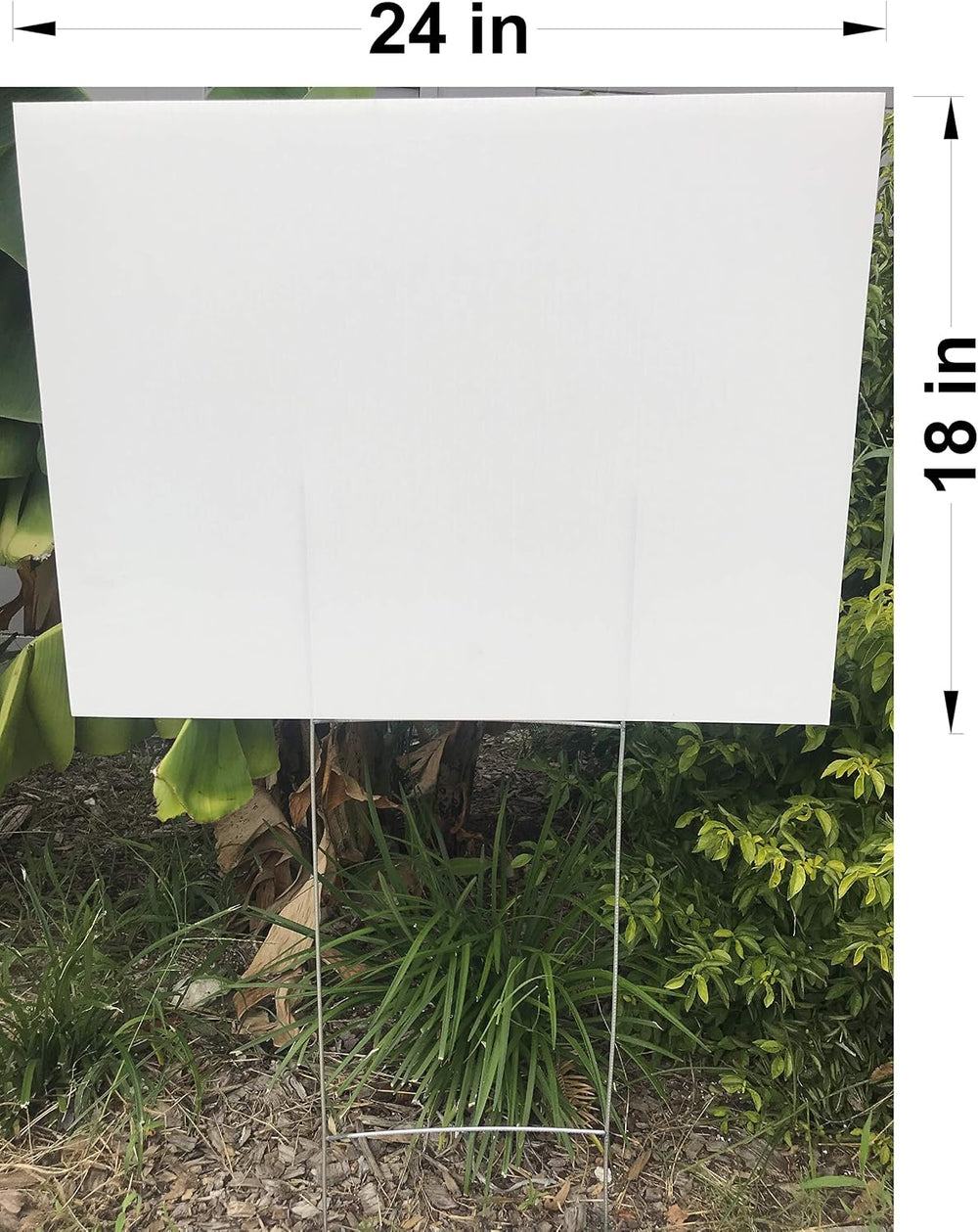 100 Blank Yard Signs (White) 18x24 inch x 4 mm & 100 Metal Stake 10x24 in...