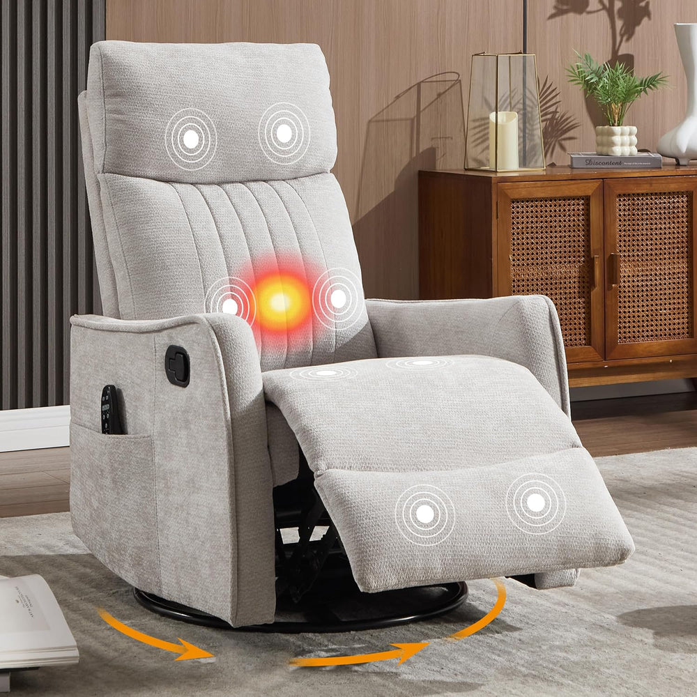 Manual Swivel Rocker Recliner Chair for Adults, Overstuffed Recliner Glider w...
