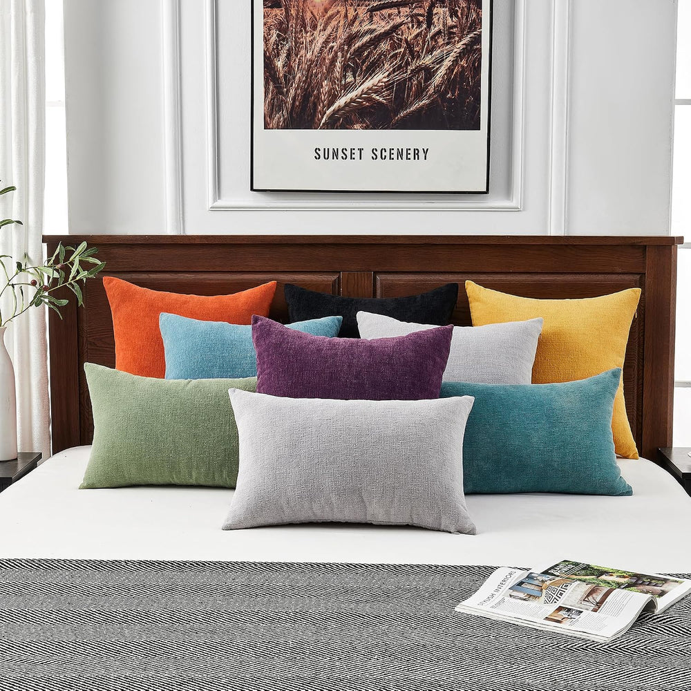 GAWAMAY Orange Chenille Throw Pillow Covers 18x18 Set of 4 for Couch