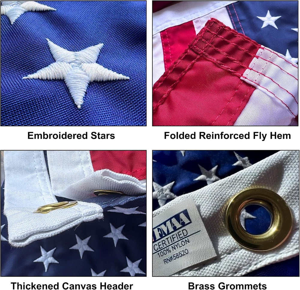 2.5x4 ft Heavy-Duty American Flag with Embroidered Stars