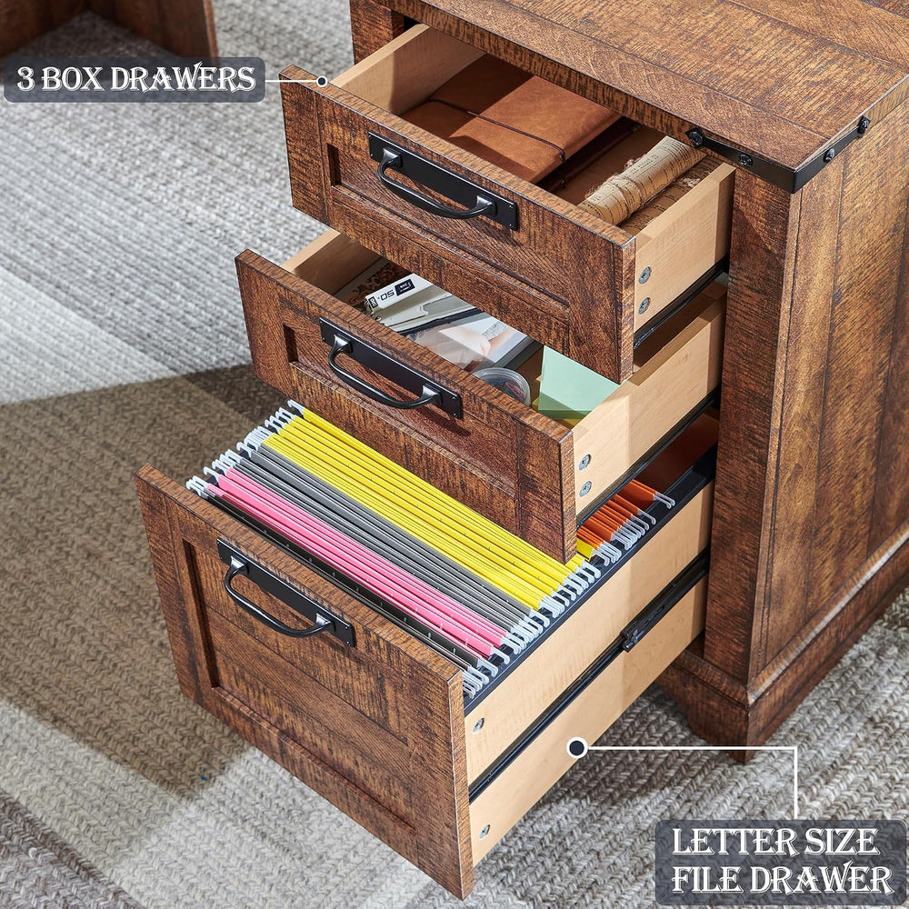 RedLemon 60" Farmhouse L Shaped Executive Desk, Reclaimed Barnwood