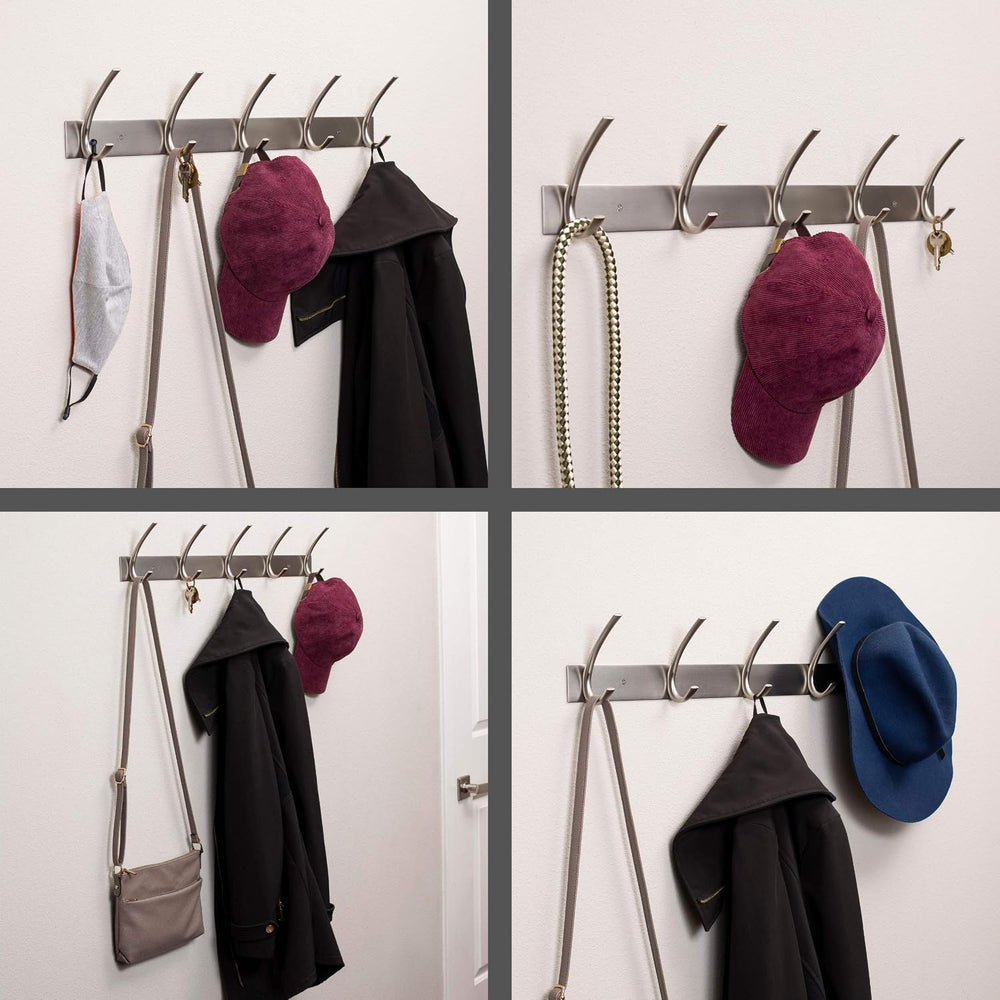 BIRDROCK HOME Premium 5-Hook Stainless Steel Coat and Hat Rack for Wall - Set...