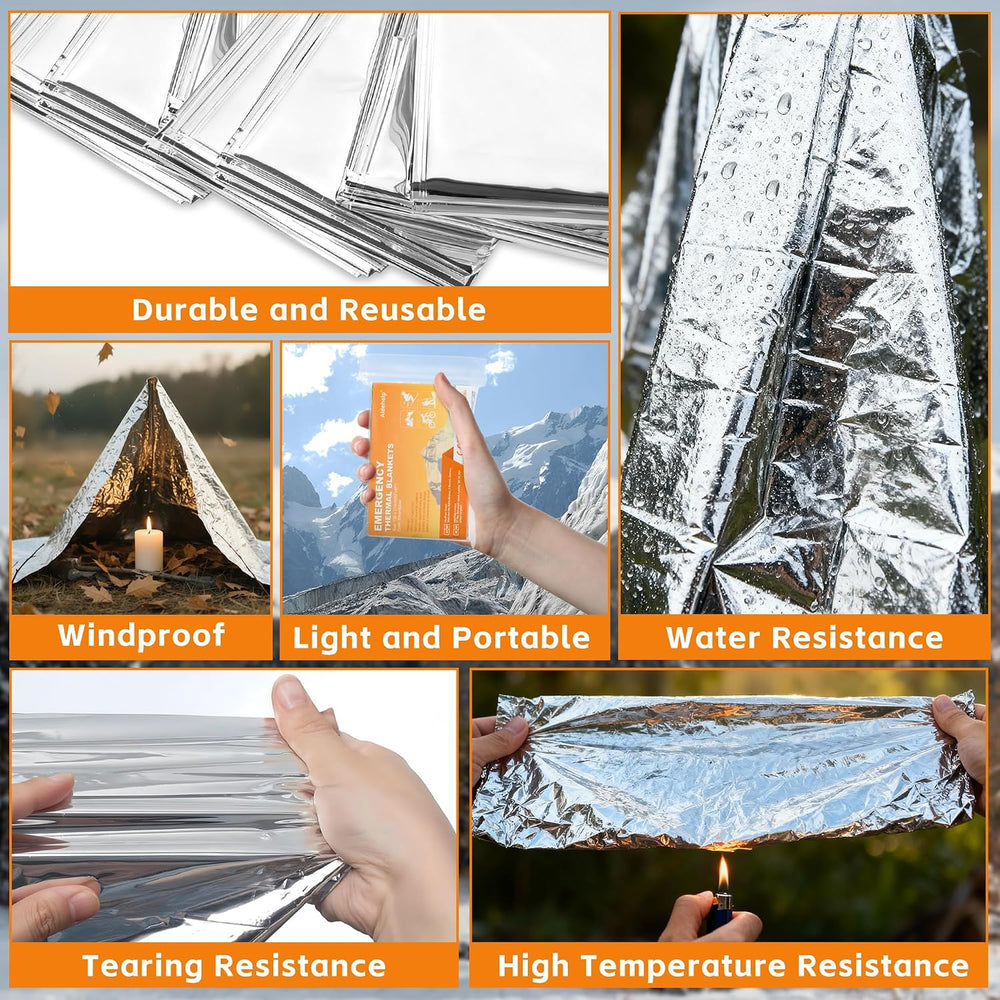 24 Pack Emergency Blankets - Mylar Thermal Space Blankets for Survival and Pr...