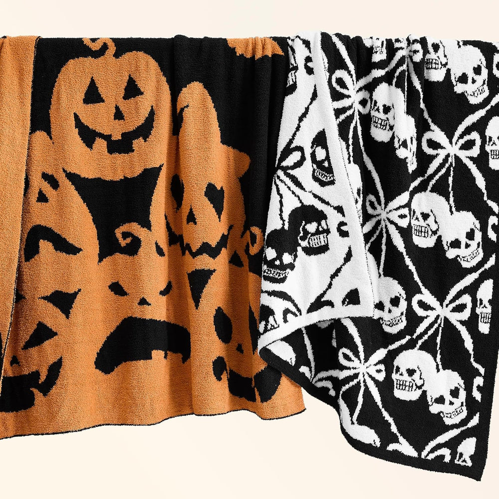 WDCOZY Halloween Throw Blanket Reversible Super Soft Knitted Blankets for Cou...