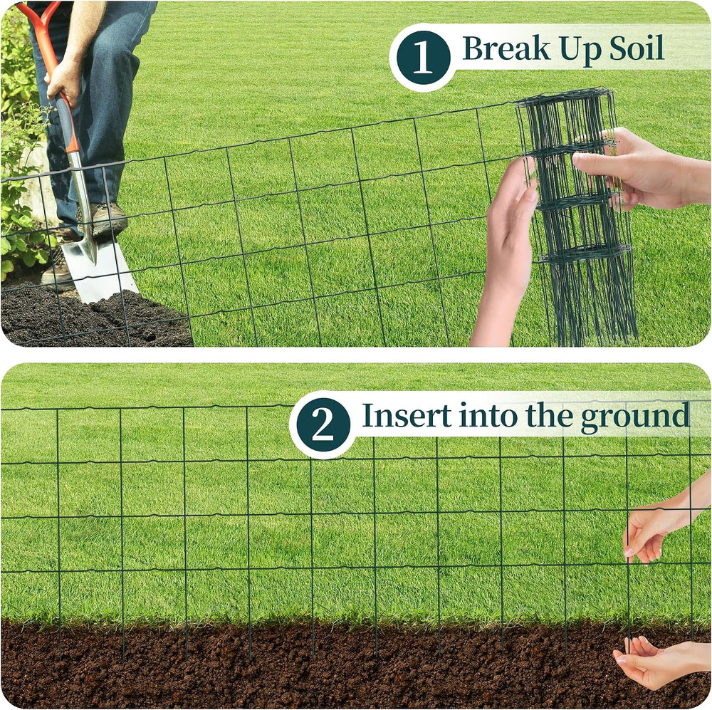 PROWORX Green Small Garden Fence Border Flat Wire Fencing 14”x40’(2 Rolls)