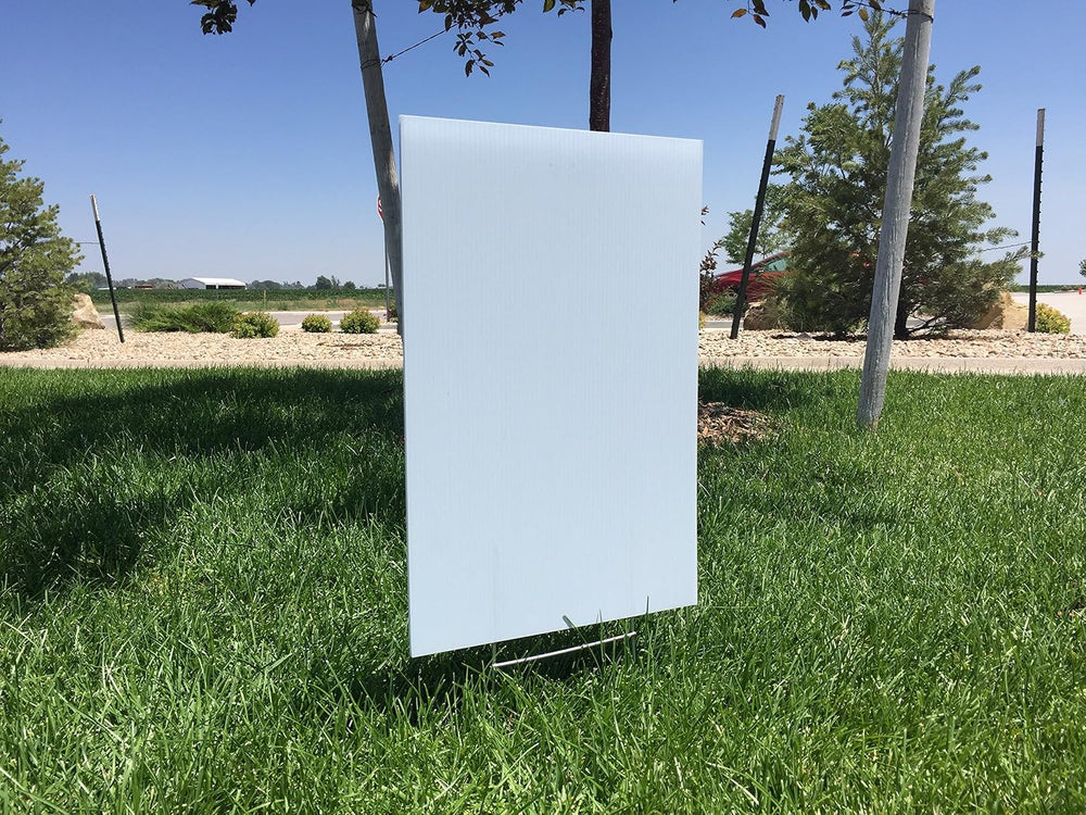 VSE | Blank Yard Signs 12 inch x 18 inch (Vertical Flutes) with 6 inch x 12 i...