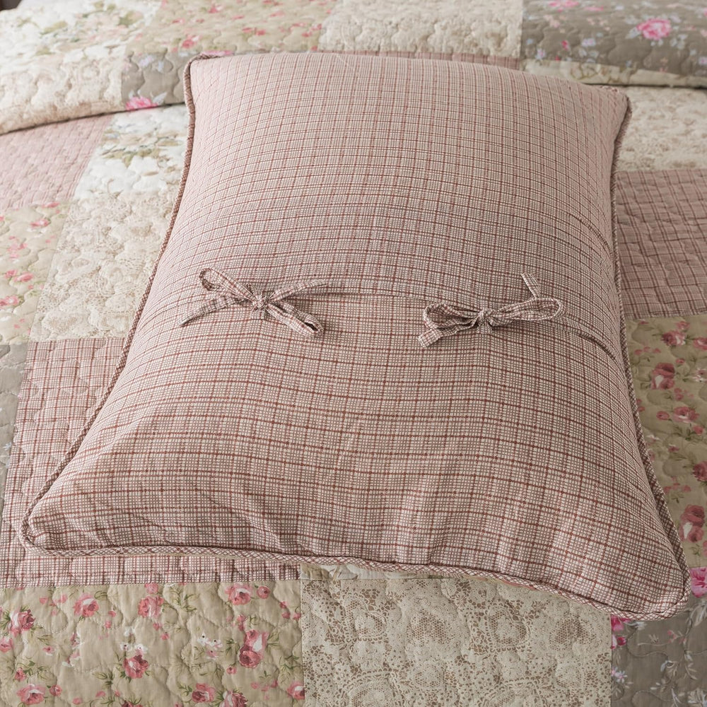 SLPR - Secret Garden Pink Patchwork Cotton Quilt Set, King with 2 Shams