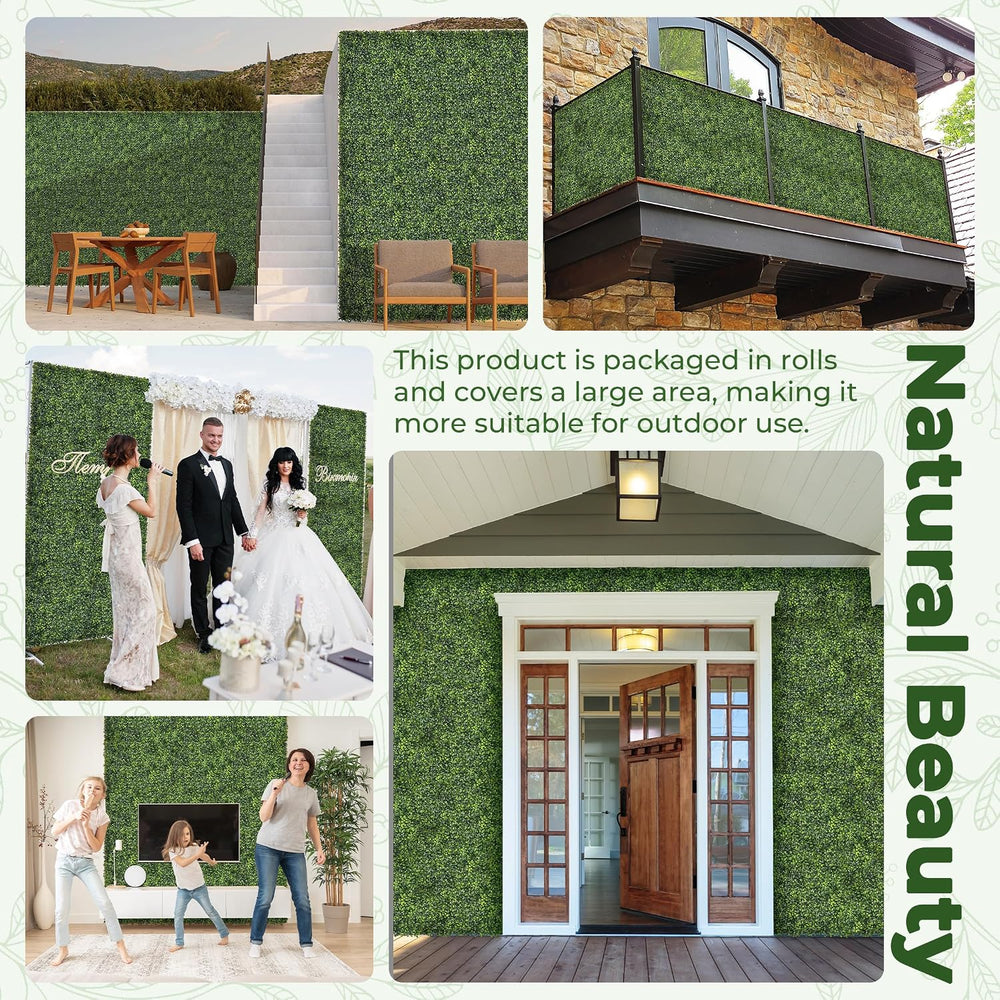 Artificial 40x120 in (33.5 Sqft) Boxwood Grass Wall Backdrop Roll