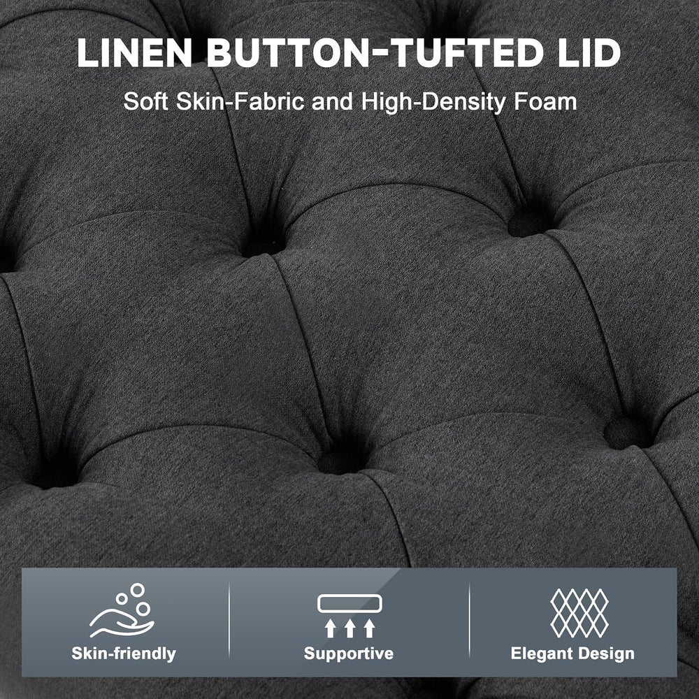 Mangodan 50 Inch Large Storage Ottoman, Tufted Ottoman with Storage