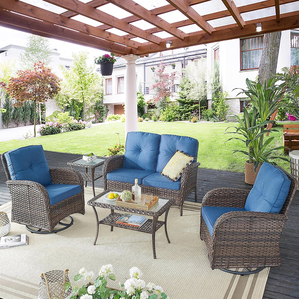 Belord Patio Furniture Swivel Glider PE Wicker Chairs, Outdoor Swivel Rocker ...