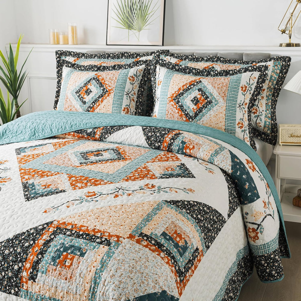 BEDIFANY Cotton King Size Quilt Sets, Lightweight King Quilt Bedding Set