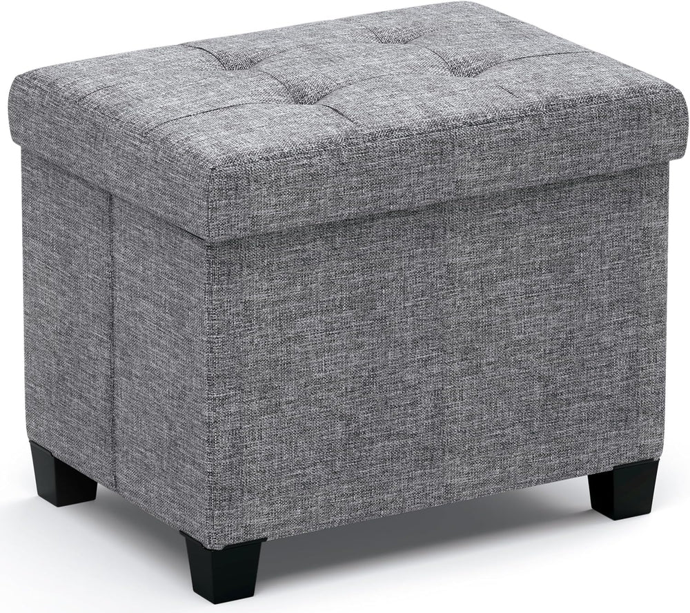 Ornavo Home Small Rectangle Storage Ottoman with Legs, 12x16x12, Gray