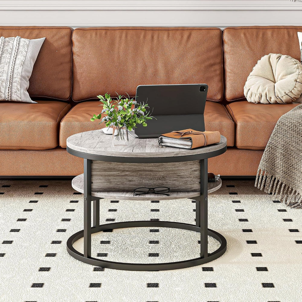 HOJINLINERO Round Coffee Table with Storage,Lift Top Coffee Table for Living ...