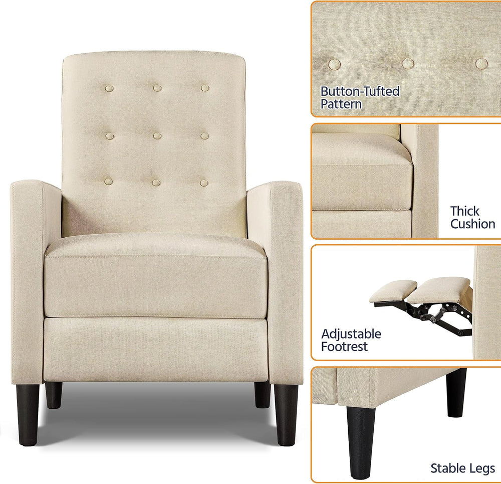 Yaheetech Fabric Recliner Chair Tufted Upholstered Single Sofa Beige