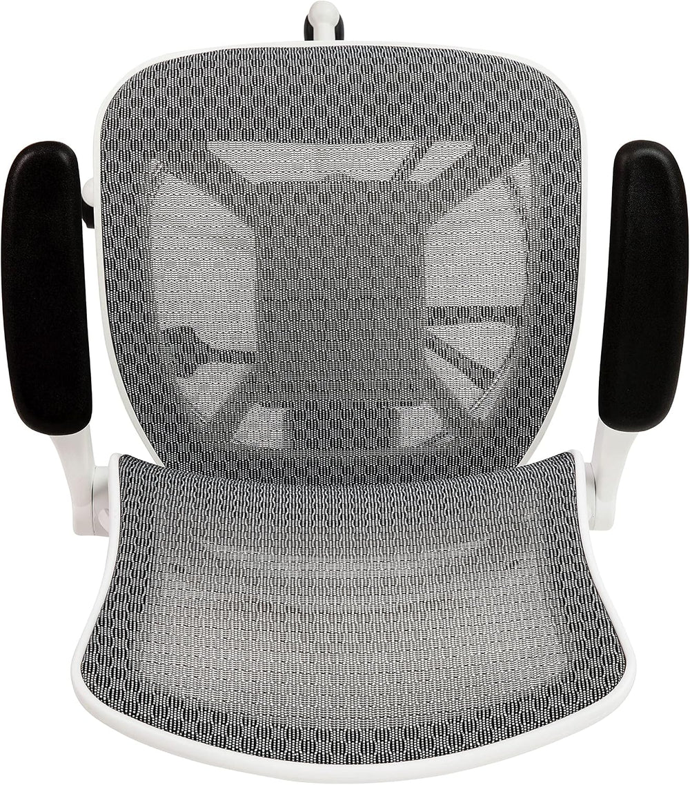 EMMA + OLIVER Gray Mid-Back Drafting Chair with Flip-Up Arms