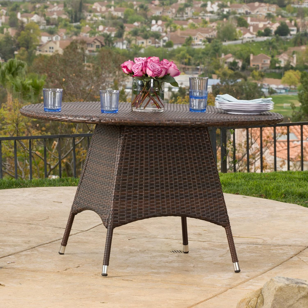 Christopher Knight Home Corsica PE Round KD Dining Table, Multibrown
