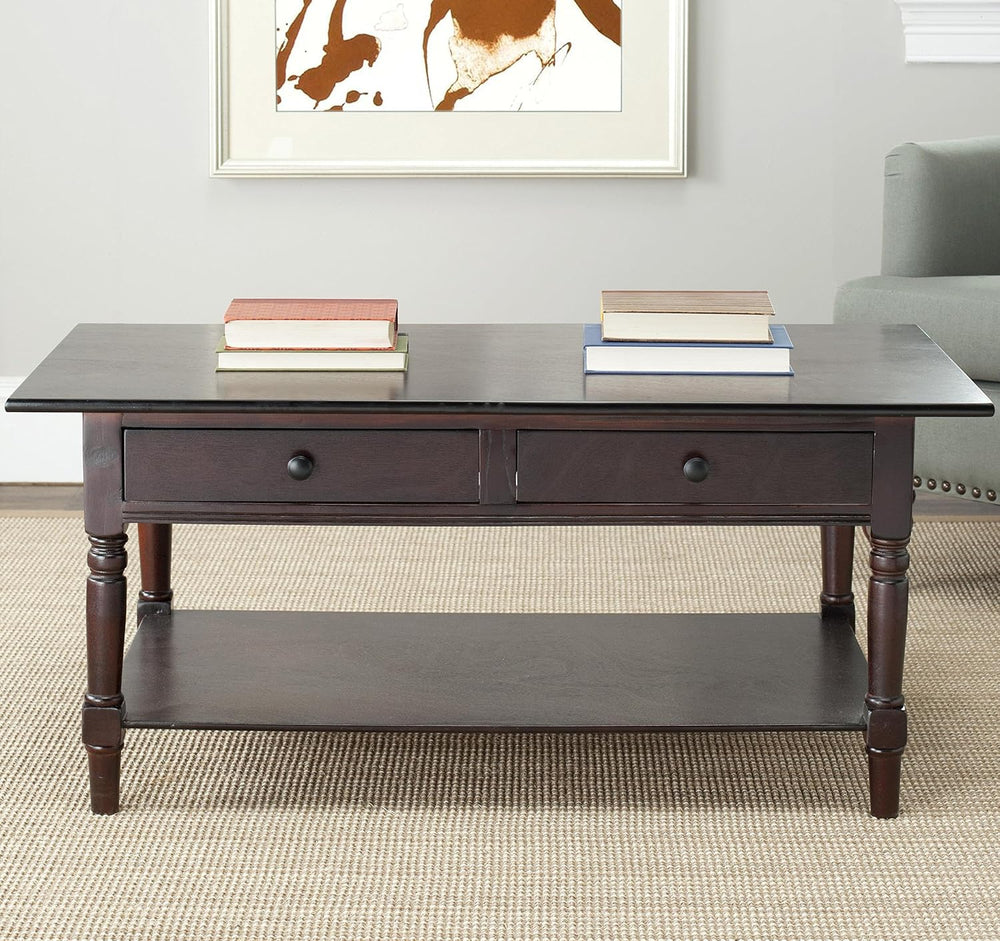 SAFAVIEH Boris Wood Coffee Table, 41.7" Distressed Black AMH5706B
