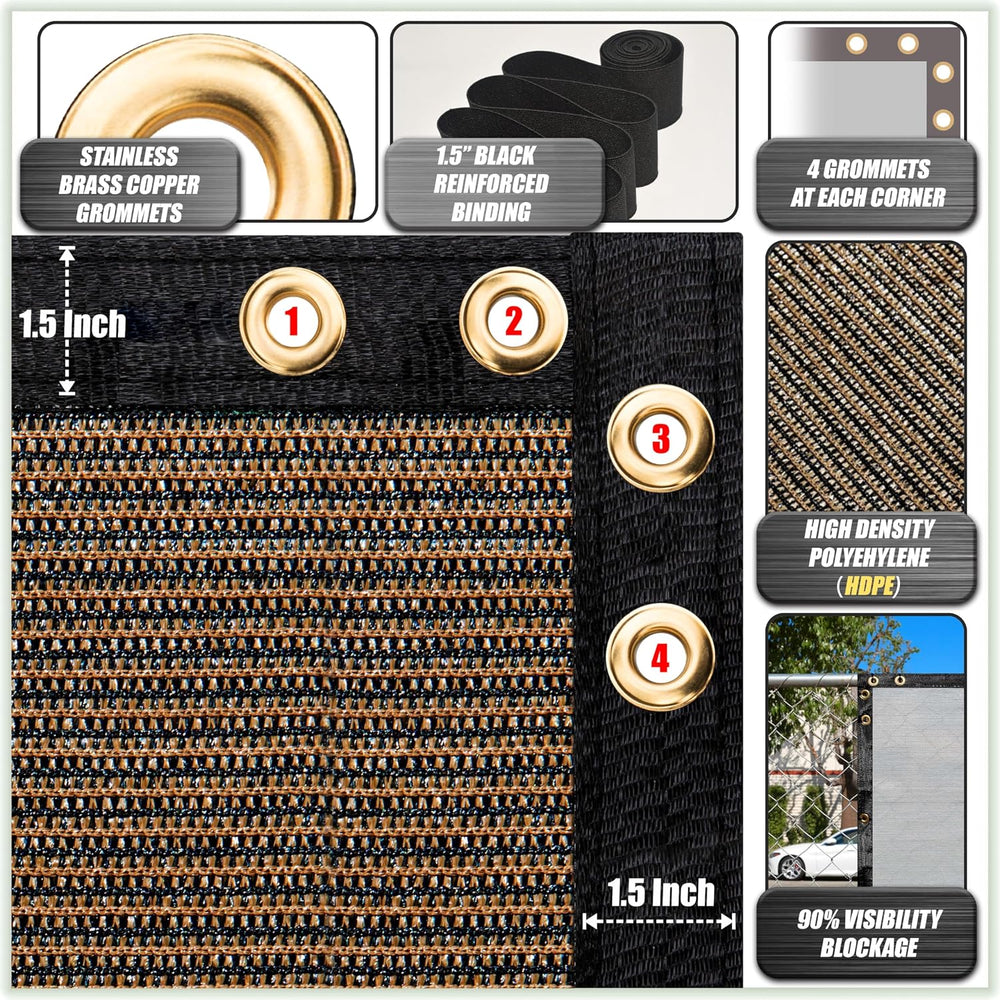 ColourTree Customized Size Fence Screen Privacy Screen Brown 5' x 24'...