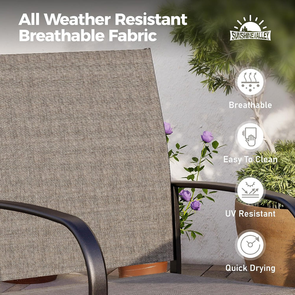 SUNSHINE VALLEY 7pc Patio Dining Set, 60" Metal Table & 6 Brown Chairs