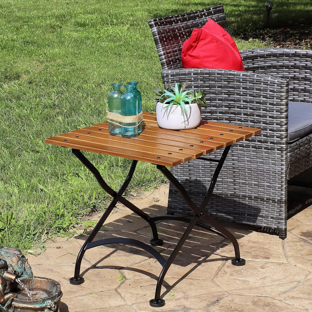 Sunnydaze 20 in. Square Wooden Folding Outdoor Adirondack End Table - Brown