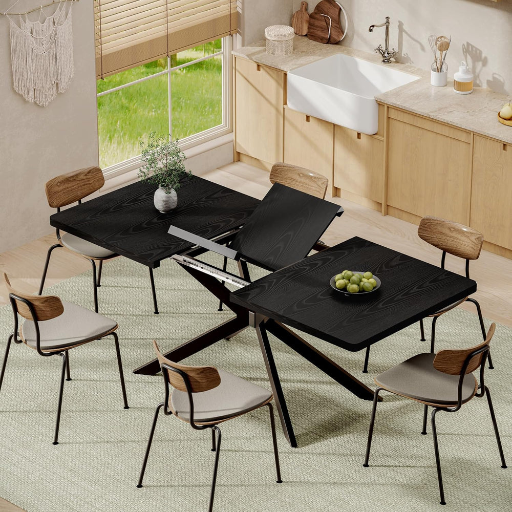 Extendable Dining Room Table for 4 6 8,55"-70" Kitchen Table Leaf,B...
