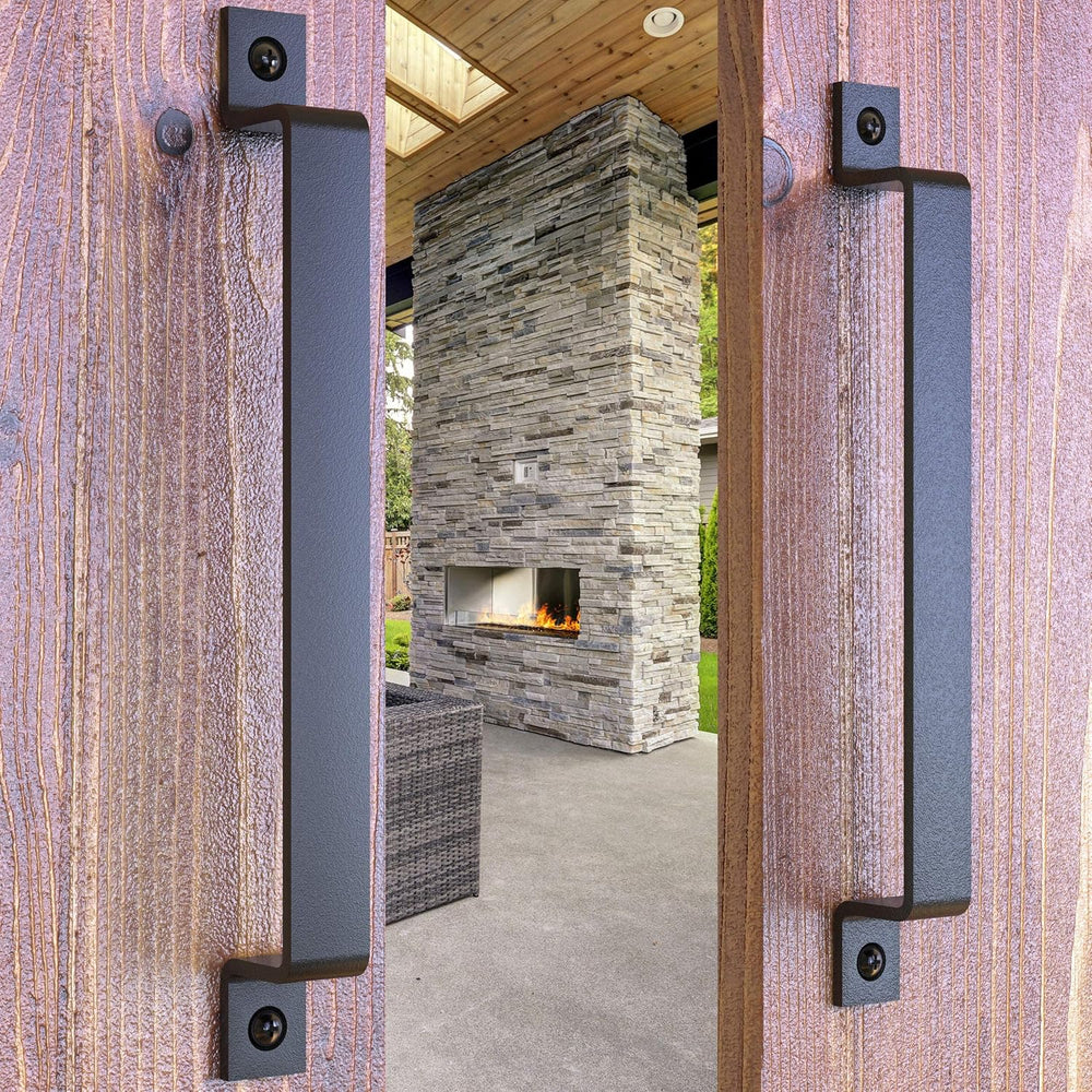 2 Pack 12" Straight Bar Barn Door Handle, Matte Black Gate Pull