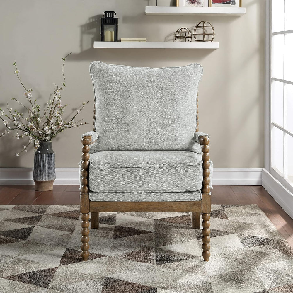 OSP Home Furnishings Fletcher Spindle Accent Chair with Rustic Brown Finish, ...