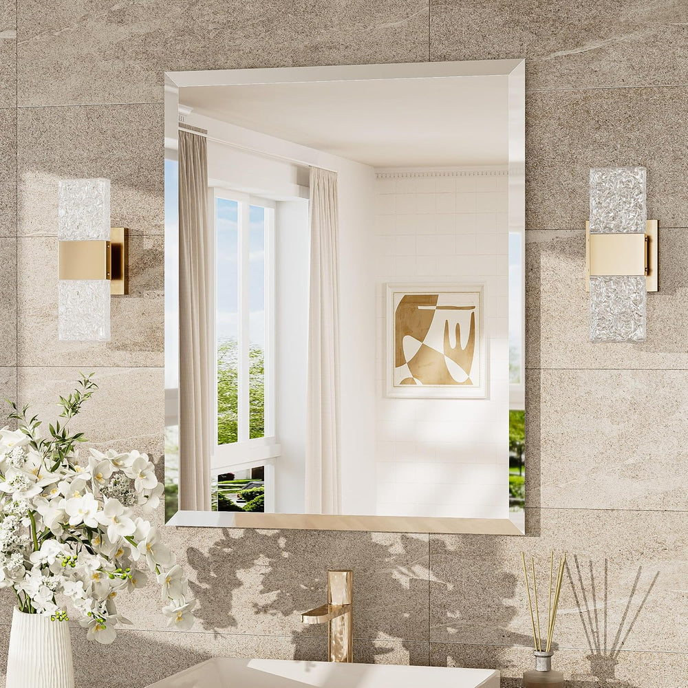 TokeShimi Bathroom Vanity Mirror Frameless with 1" Beveled Edge 24x30 in
