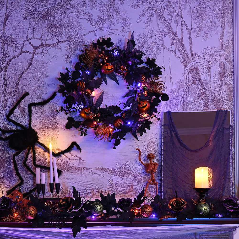 Valery Madelyn 24" Pumpkin Halloween Wreath for Front Door Decor