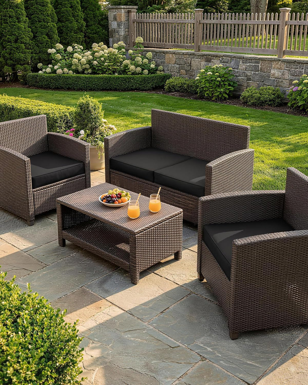 4 Set Outdoor Chair Cushions 22 X 22 X 4 Inches Patio Furniture Cushions Wate...