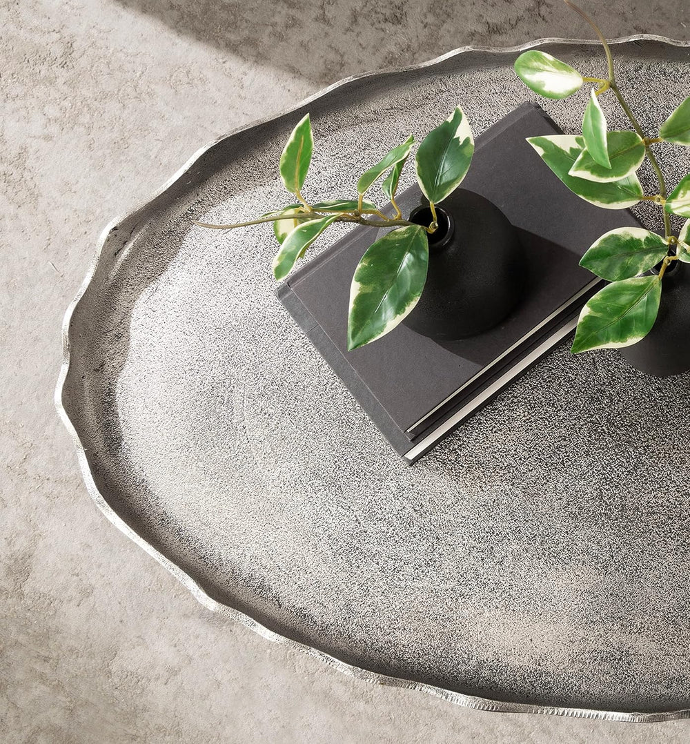 Kate and Laurel Alessia Modern Glam Oval Coffee Table; 34 x 20 x 15; Silver; ...