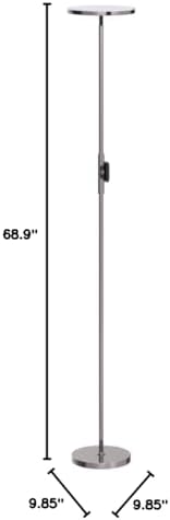 JOOFO LED Torchiere Floor Lamp with Remote, Stepless Dimmable Brush Nickel