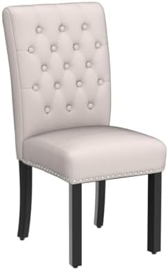 adochr Velvet Dining Chairs Set of 2, Parsons Kitchen Chair, Beige