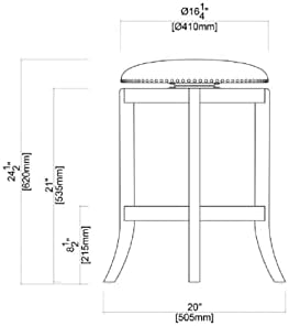 cordova swivel backless counter stool - mocha brown, close-up detail