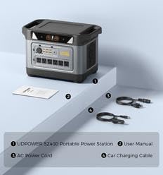 UDPOWER S2400 Portable Power Station with 210W Solar Panel