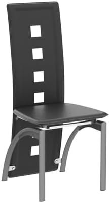Karl home Dining Chairs Set of 4, PU Leather & Hollow High Back, Black