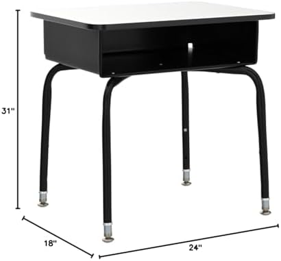 Flash Furniture Metal Student Desk with Open Book Box, Gray