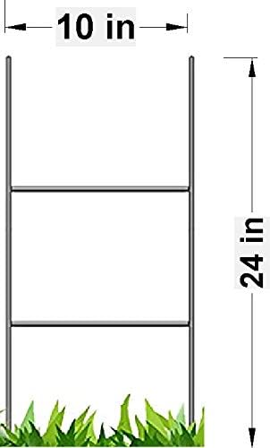 100 Blank Yard Signs (White) 18x24 inch x 4 mm & 100 Metal Stake 10x24 in...