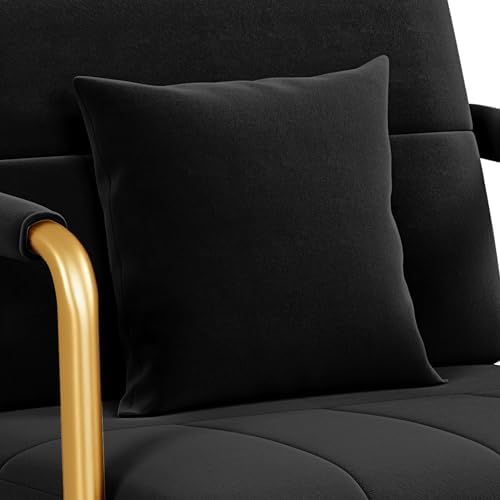 Yaheetech 30" Accent Chair Velvet Armchair with Golden Frame, Black