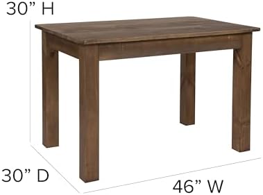 Merrick Lane Jessamine 46" x 30" Rectangular Rustic Solid Pine Farm Dining Table, Antique Farmhouse Wooden Dining Table for Kitchens and Parties, Antique Rustic