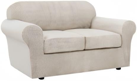 H.VERSAILTEX 3 Piece Stretch Sofa Covers for 2 Cushion Loveseat Couch Covers ...